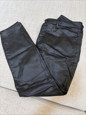 Express Black Coated Skinny Jeans with Button-Fly